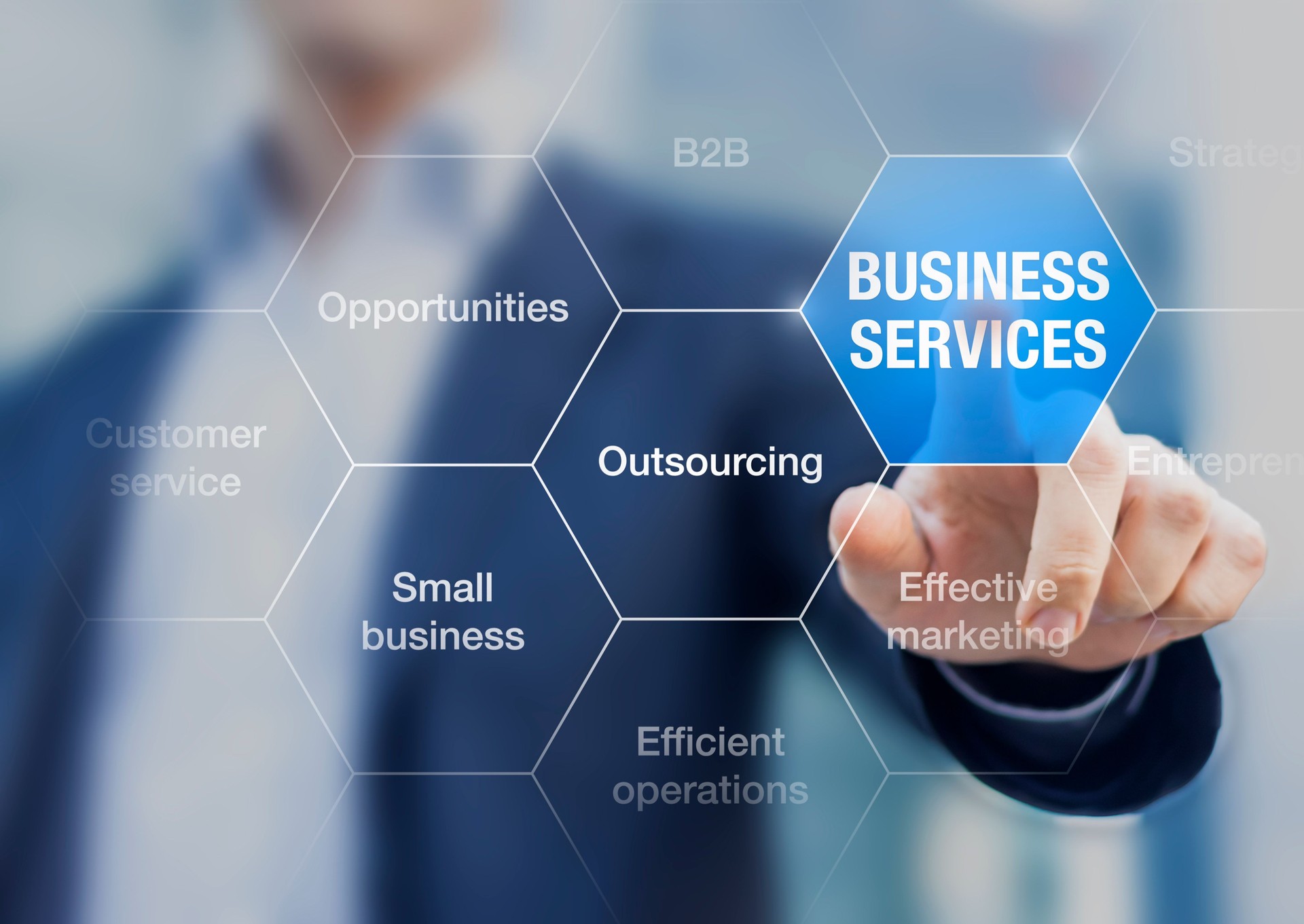 Concept about business services sector with business-to-business relations